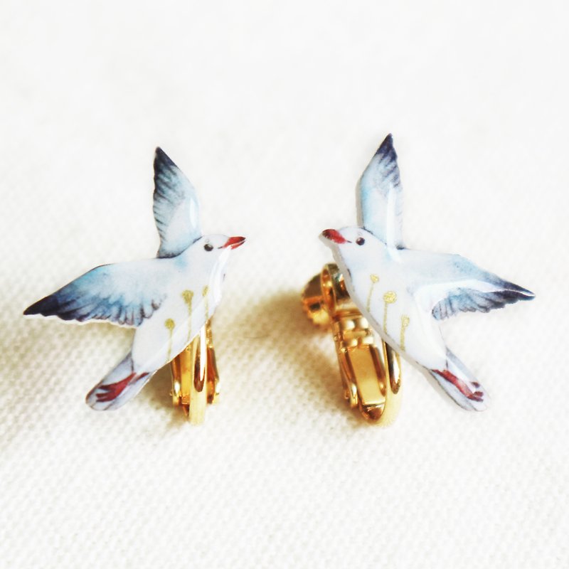 Seagull earrings Clip-On - ต่างหู - พลาสติก 