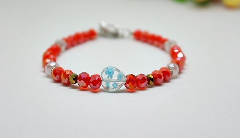 Czech crystal bracelet_blue glass // can be modified elastic bracelet // =>Limited X1 - Bracelets - Glass Red