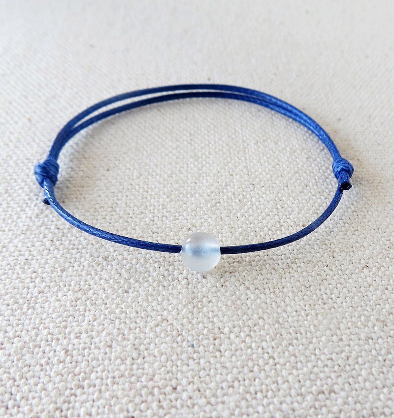 Fashion [lucky stone] Moonstone Korean wax line bracelet**5** - สร้อยข้อมือ - เครื่องเพชรพลอย สีน้ำเงิน