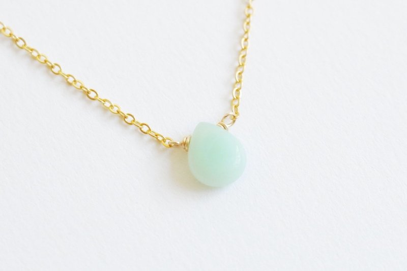 Amazonite Necklace, Raw crystal necklace, Gold plated / Silver plated - Necklaces - Gemstone Blue