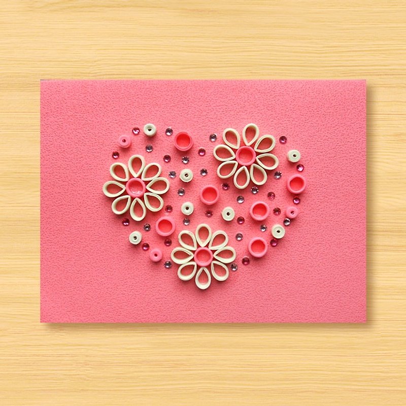 手巻き紙発光カード_温かく温かい愛情A ...マザーカード、バレンタインカード、ウェディングカード - カード・はがき - 紙 ピンク