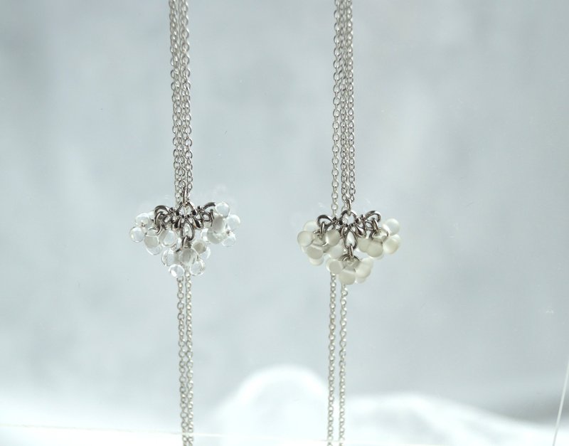 ハンドメイドネックレス Lacrima 透明なしずく 日本製ガラスビーズ ギフトにおすすめ - 項鍊 - 玻璃 透明