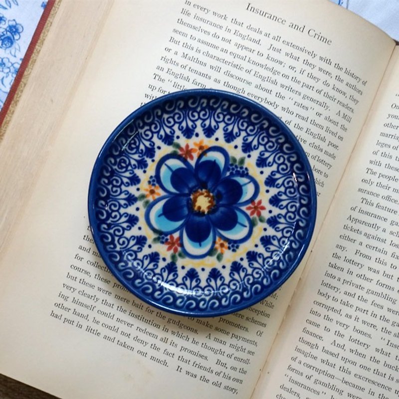 波蘭手工繪畫杯墊(大淺藍花) - 杯墊 - 瓷 