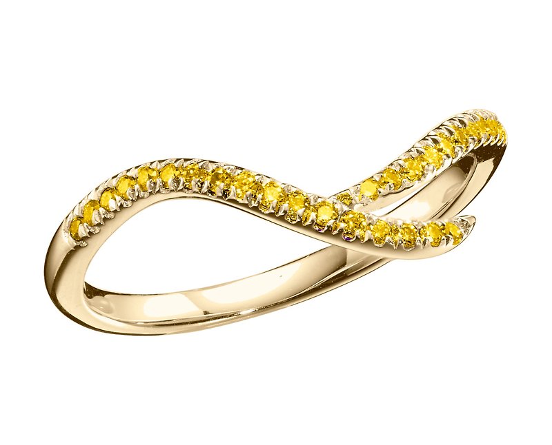 Pave yellow diamond ring in 14k gold-Unique wedding bridal band for women - Couples' Rings - Diamond Yellow