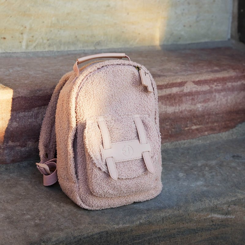 Elodie BackPack MINI Pink Bouclé - กระเป๋าเป้สะพายหลัง - วัสดุอื่นๆ สึชมพู