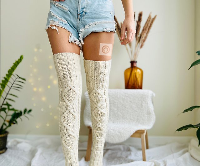 Toeless leg warmers Women stockings Wool winter socks Yoga thigh
