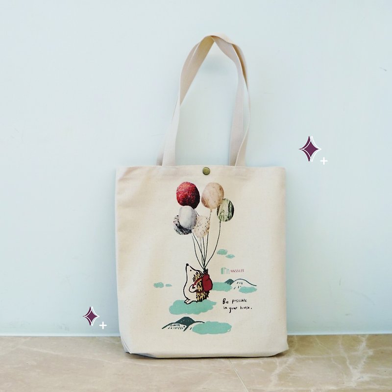Xiaomi Hedgehog Canvas Bag Canvas Bag Side Backpack Canvas Environmental Protection Illustration Design Marble - กระเป๋าแมสเซนเจอร์ - ผ้าฝ้าย/ผ้าลินิน ขาว