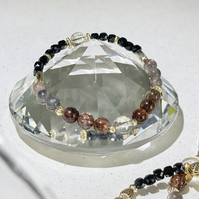 Everyday citrine acestrile|Black gold backbone|Black gold super|Black spinel|Crystal bracelet A2422-3 - Bracelets - Crystal Brown