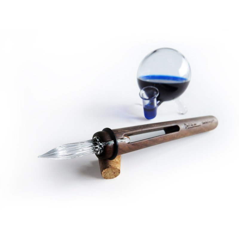 Devil Dip Pen x Round Inkwell - Other Writing Utensils - Glass Brown