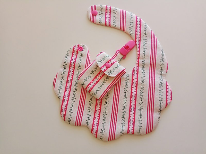 Small leaf Mimi gift bib + safe bag - Baby Gift Sets - Cotton & Hemp Pink