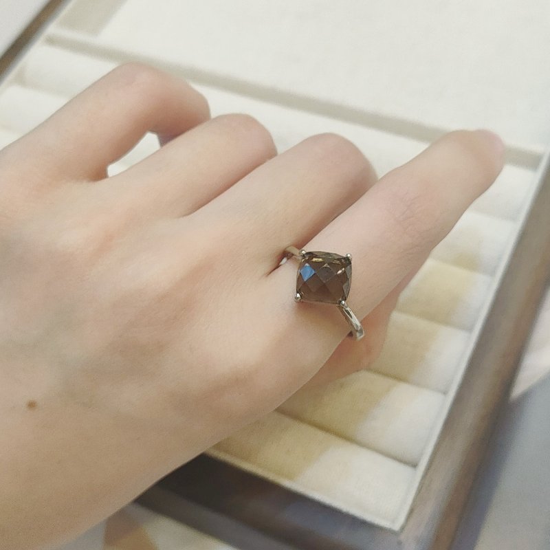 Le Bonheur Cut Tea Crystal Ring Opening Adjustable (Valentine's Day Birthday Gift) - General Rings - Semi-Precious Stones Brown