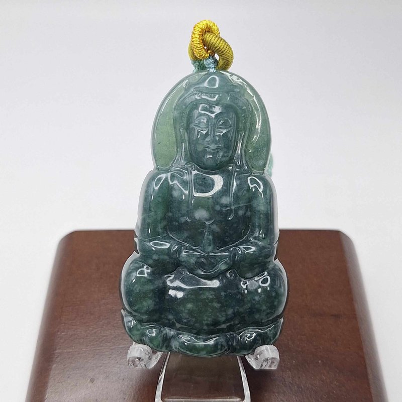 危料藍水 正裝寶瓶觀音 吊墜 | 天然A貨翡翠 - 項鍊 - 玉石 