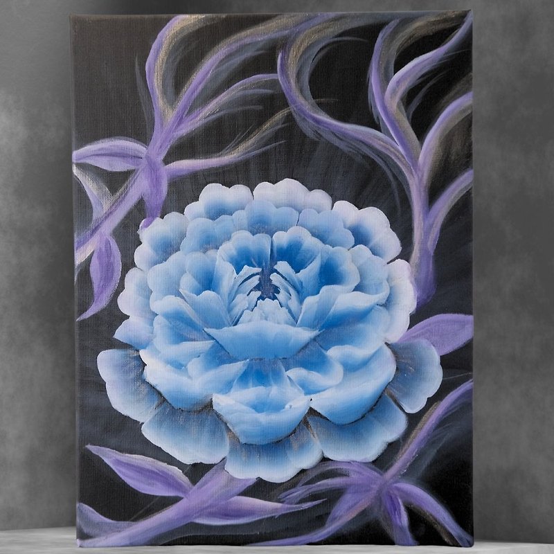 Only one piece|Hand-painted frameless decorative painting|Fantasy|Flower illustration - Posters - Cotton & Hemp Blue