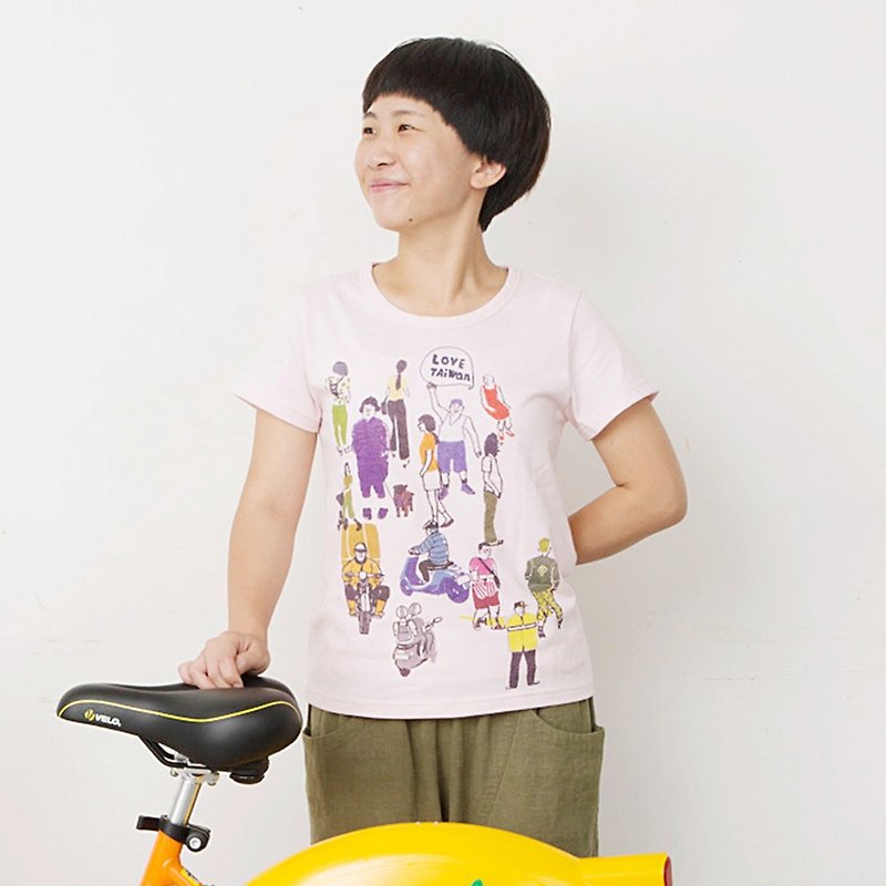Mushroom MOGU / Organic Cotton / Short Sleeve / Love Taiwan - Unisex Hoodies & T-Shirts - Cotton & Hemp Pink