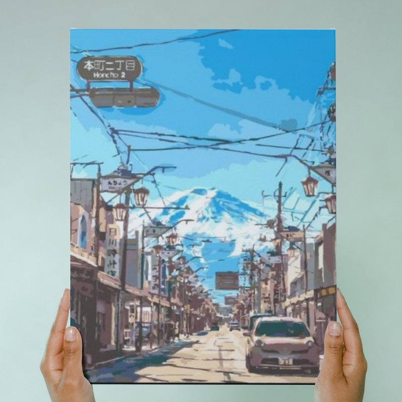 Mt. Fuji Street View Creative Digital Oil Painting【Sales Ranking】 - Illustration, Painting & Calligraphy - Other Materials 