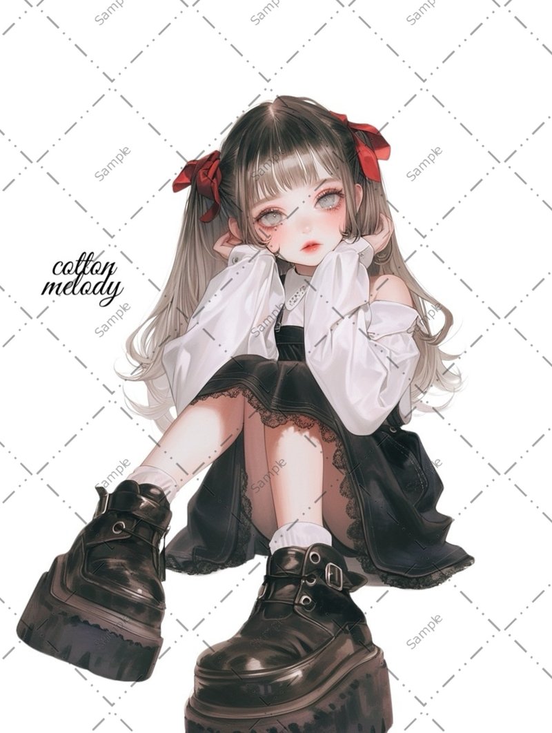 original sticker no.1276 人物ステッカー オリジナルステッカー 人物ステッカー 女の子ステッカー オリジナル人物ステッカー - 貼紙 - 紙 
