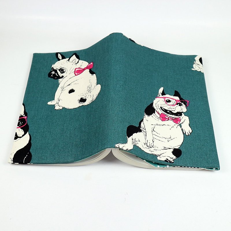 A5 Mom's Handbook Cloth Book Cloth - French Bulldog (Green) - Book Covers - Cotton & Hemp Green