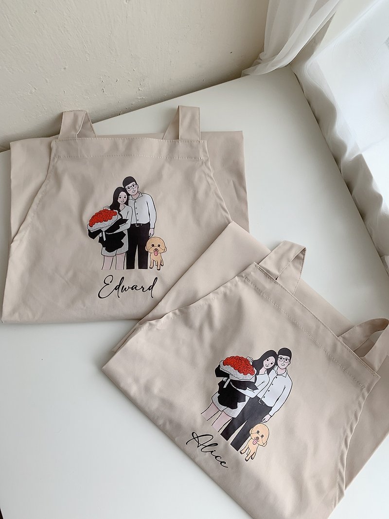 【Customization/Painting Like Face】【Painting】Couple Apron/Wedding Gift - Customized Portraits - Polyester Multicolor