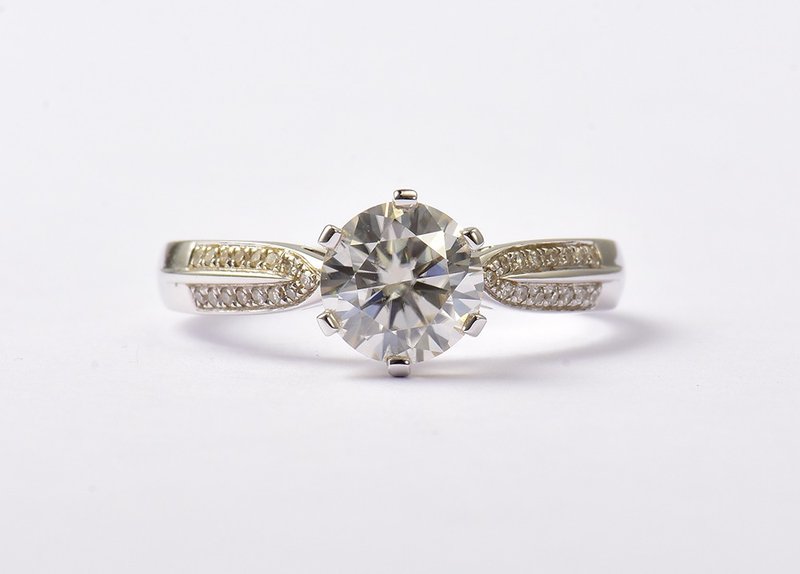 1 carat Moissanite Engagement Ring, Diamond Alternative - General Rings - Precious Metals Silver