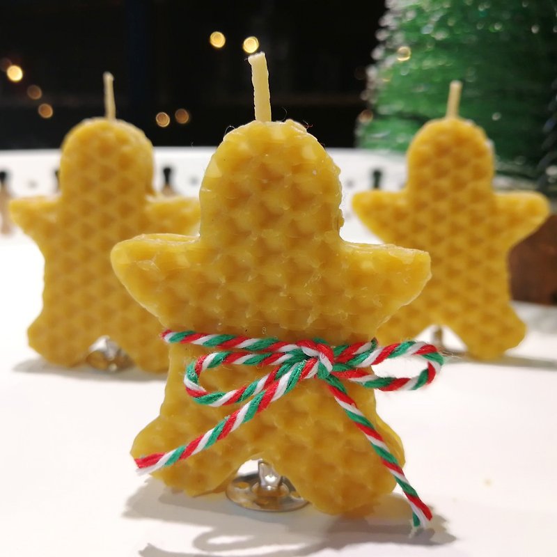Gingerbread Man Sandwiched Beeswax Candle 2 set-Production to order - Candles & Candle Holders - Other Materials Yellow