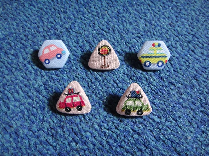 Mini Car Club Button Badge - เข็มกลัด/พิน - ผ้าฝ้าย/ผ้าลินิน 