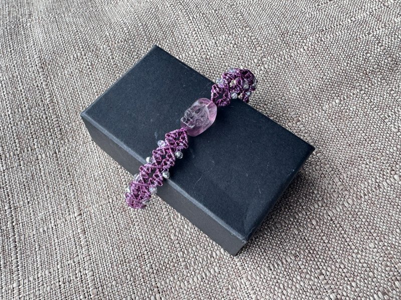 230643 Macrame South American Wax thread Stone bracelet - สร้อยข้อมือ - เครื่องประดับพลอย สีม่วง