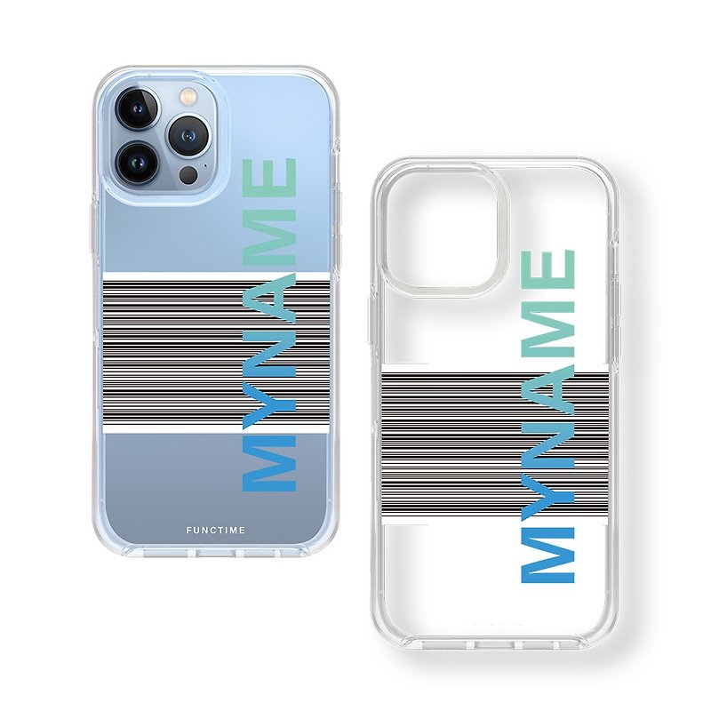 【Functime】客製化發票載具 簡約寬版 雙層防護透明手機殼-藍綠 - 手機殼/手機套 - 塑膠 透明