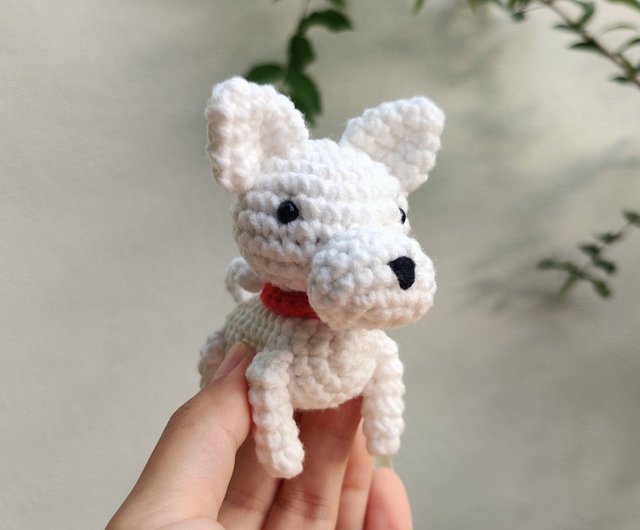 ミニ北海道犬 かぎ針編みの毛糸動物 手作りニット人形 ショップ Minimstudio 人形 フィギュア Pinkoi