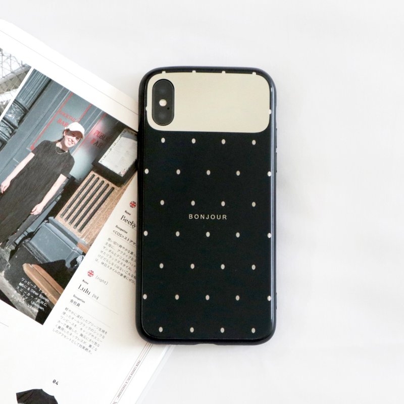 Mirror French dot phone case - เคส/ซองมือถือ - พลาสติก สีดำ