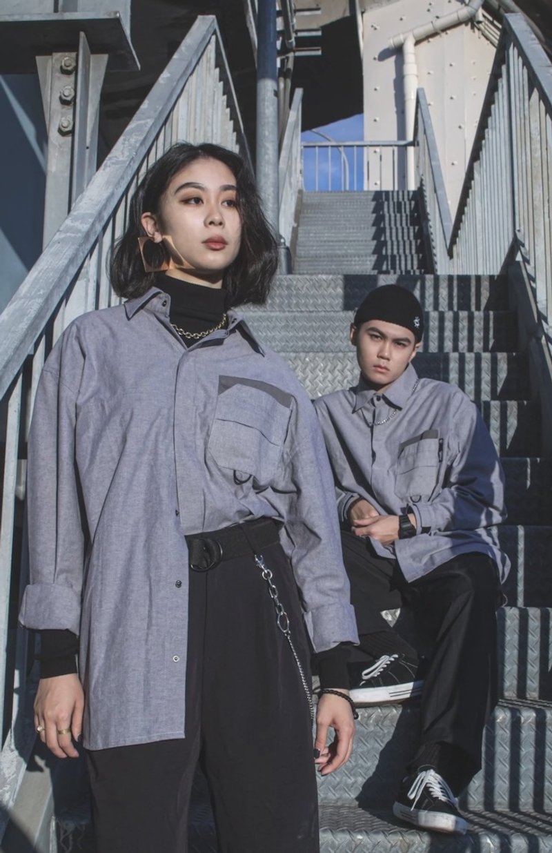 .67ARROW HI-AND-SICK LONG-SLV SHIRTS_捉迷藏影匿襯衫 襯衫外套 - 男裝恤衫 - 棉．麻 灰色