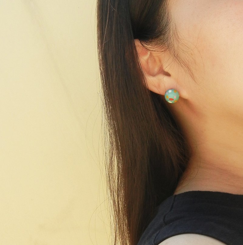 *coucoubird*Cuckoo's egg-blue-green/anti-allergic ear acupuncture - Earrings & Clip-ons - Clay Multicolor