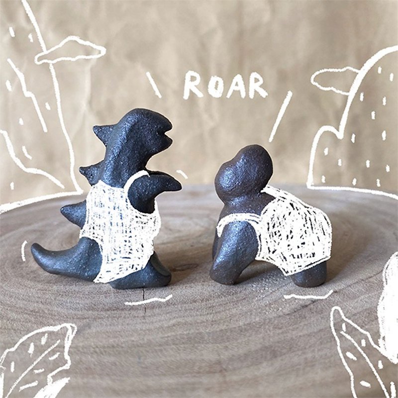 Dinosaur doll table small objects toy clay doll pottery - ตุ๊กตา - ดินเผา สีนำ้ตาล