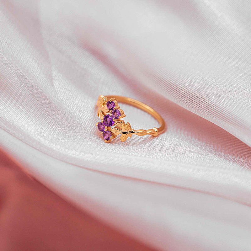 【PurpleMay Jewellery】18K金天然紫水晶戒指 - R187 - 戒指 - 寶石 綠色