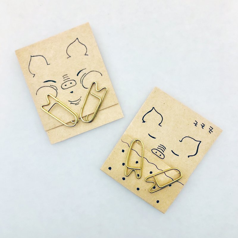 豬寶寶的豬蹄|書籤|迴紋針 | Alley品牌趣味金工|手工|文青風 - 書籤 - 銅/黃銅 金色