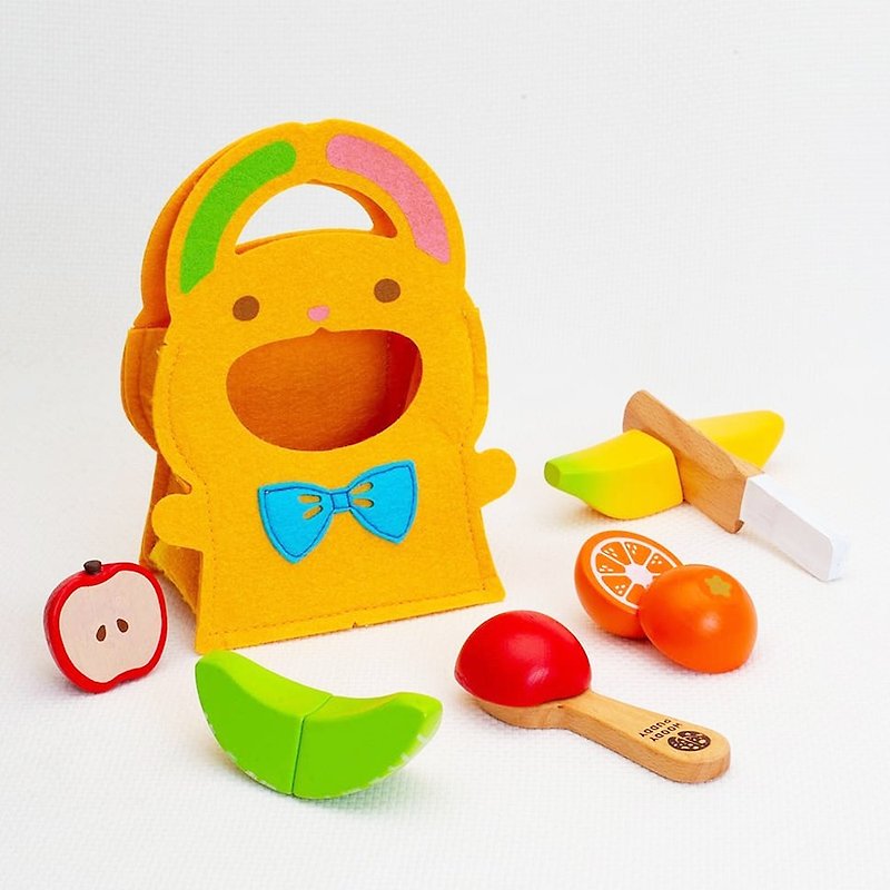 【WOODY PUDDY】Bunny bag fruit cut-Japanese wooden house wine toy - Kids' Toys - Wood Orange