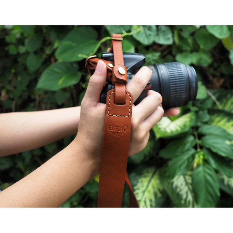Ochre leather camera strap  - 相機背帶 - 真皮 咖啡色
