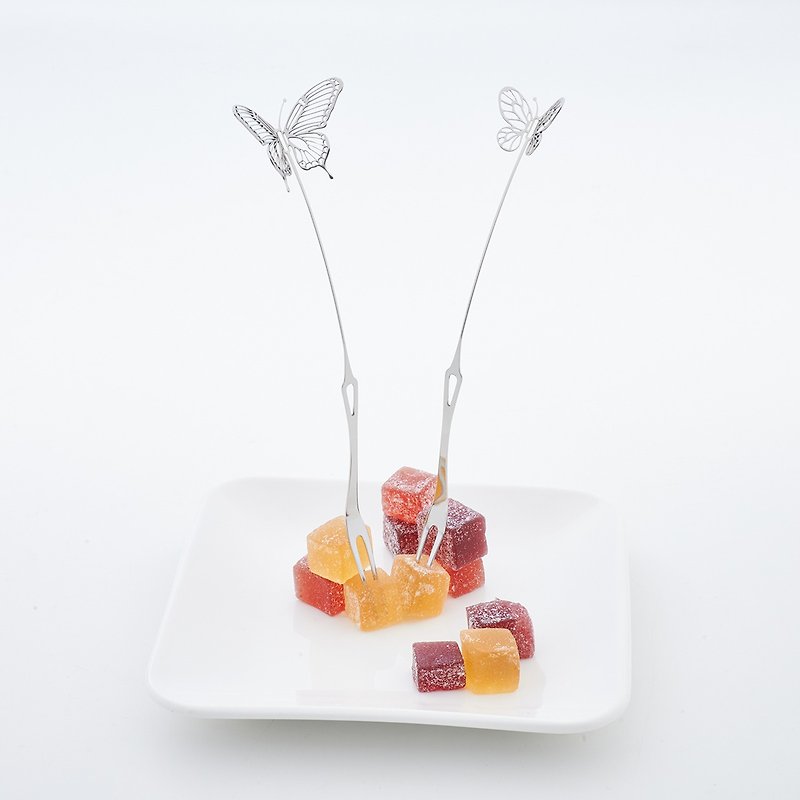 Stainless Steel Cutlery & Flatware Silver - A set of dessert forks with the symbol of dancing butterflies