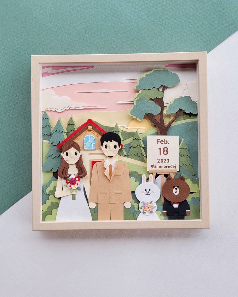 Special custom papercut frame : wedding day theme. - 相框/畫框 - 紙 