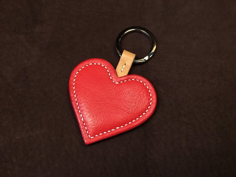 Red heart card key ring - Keychains - Genuine Leather Red