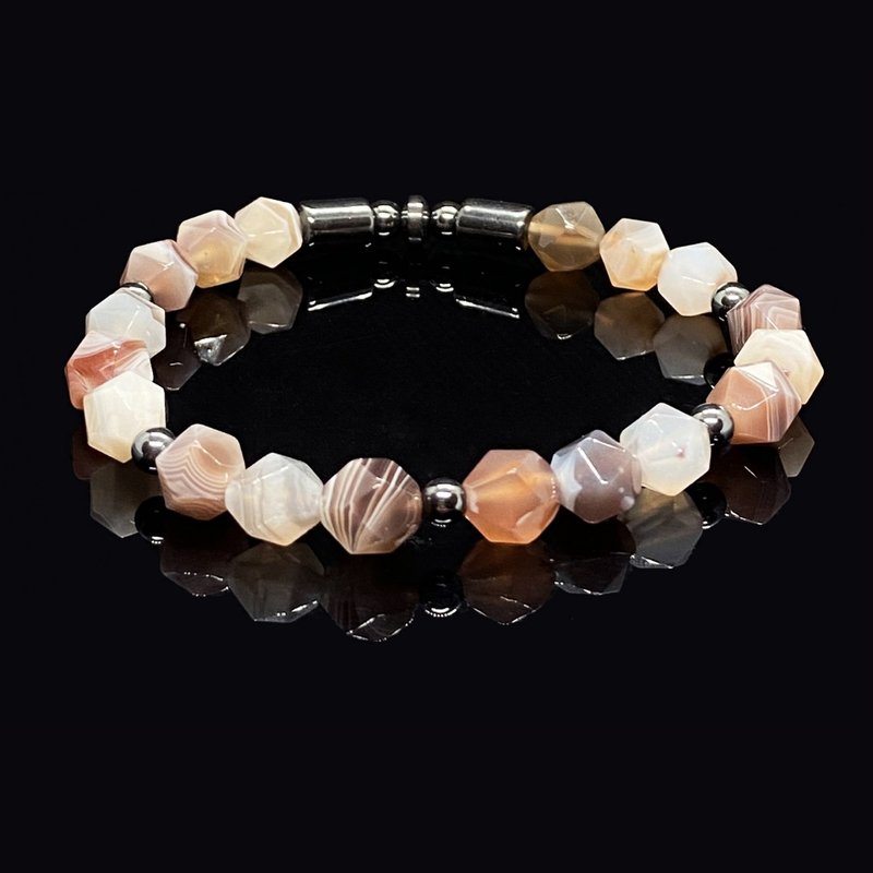 【Lawrence of Arabia】Botswana Agate & Hematite Bracelet - สร้อยข้อมือ - คริสตัล 