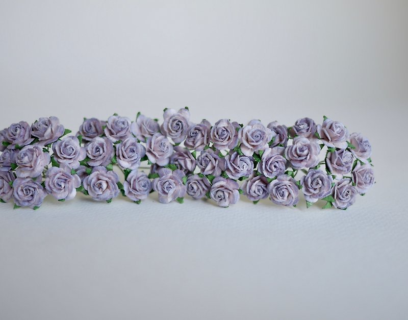 Paper Flower, 100 pieces supplies rose size 1.5 cm., pale purple brush color. - 其他 - 紙 紫色