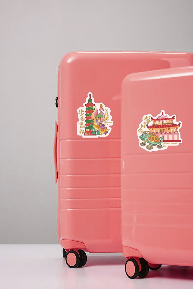 Step by step, rise higher/Enjoy a good life Luggage stickers - Stickers - Paper Red