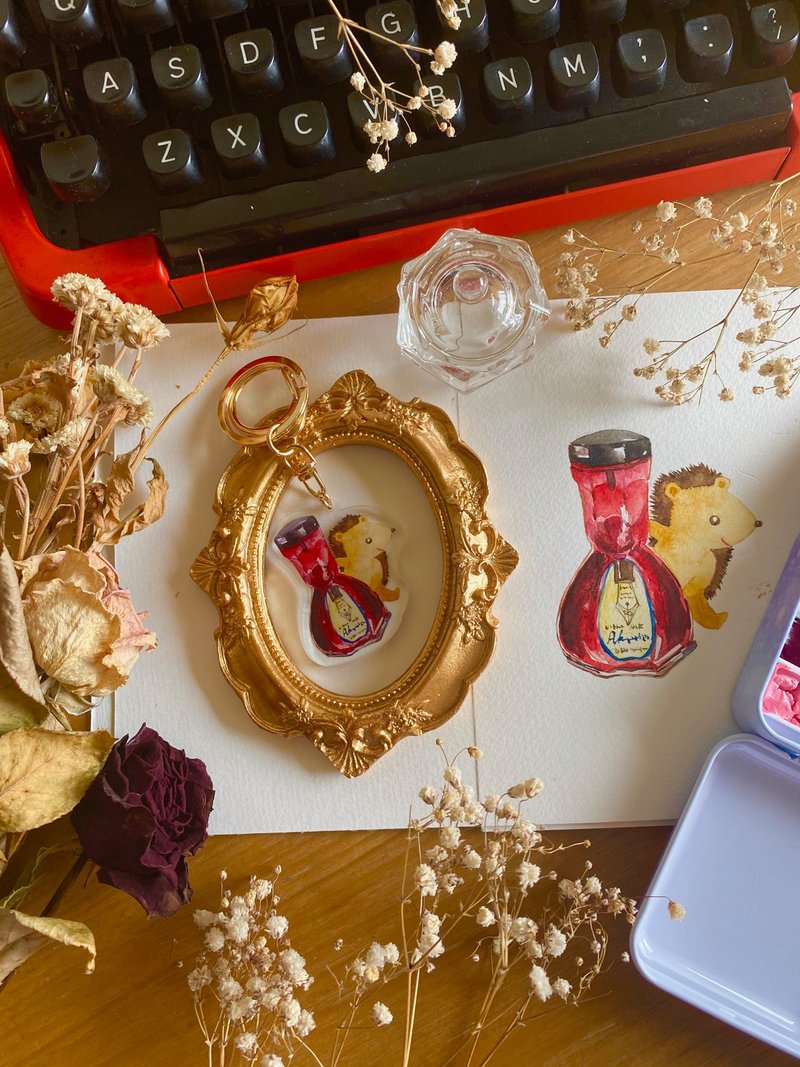 Zoesforest森林復古文具鑰匙圈-刺蝟古董墨水 - 鑰匙圈/鑰匙包 - 壓克力 