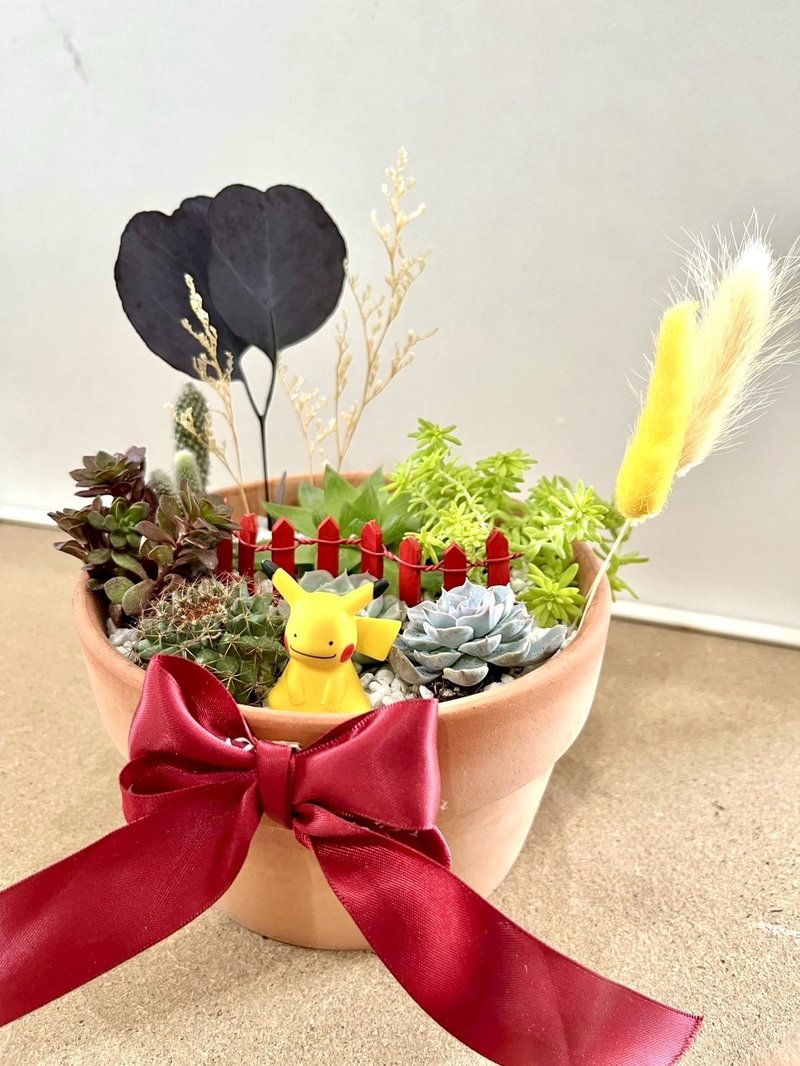 多肉組盆 寶可夢 皮卡丘 百變怪 多肉盆栽 神奇寶貝 客製化生日禮 - 盆栽/植栽 - 植物．花 綠色