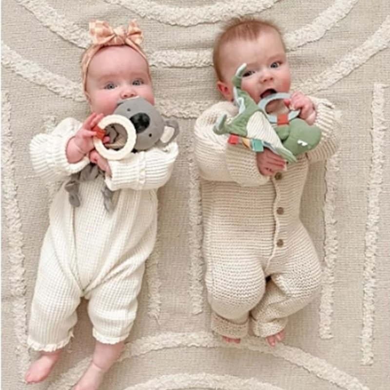 【Itzy Ritzy, USA】Cute animal bite comfort towel sense system doll comfort doll solid teeth - Kids' Toys - Cotton & Hemp 