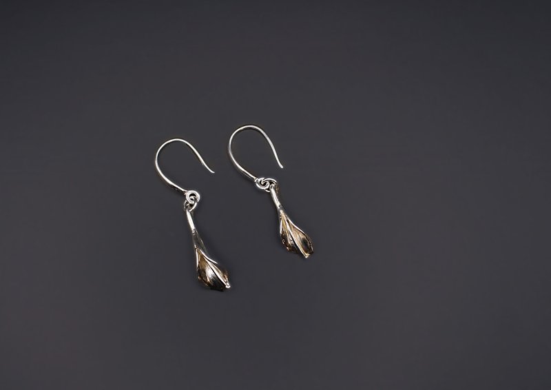 Flower Series-Little Calla Lily 925 Silver Earrings/Pair - Earrings & Clip-ons - Sterling Silver 