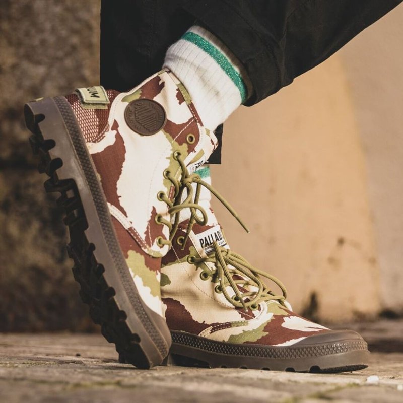 PALLADIUM PAMPA HI OG CAMO military camouflage boots 76657 - Men's Casual Shoes - Cotton & Hemp 