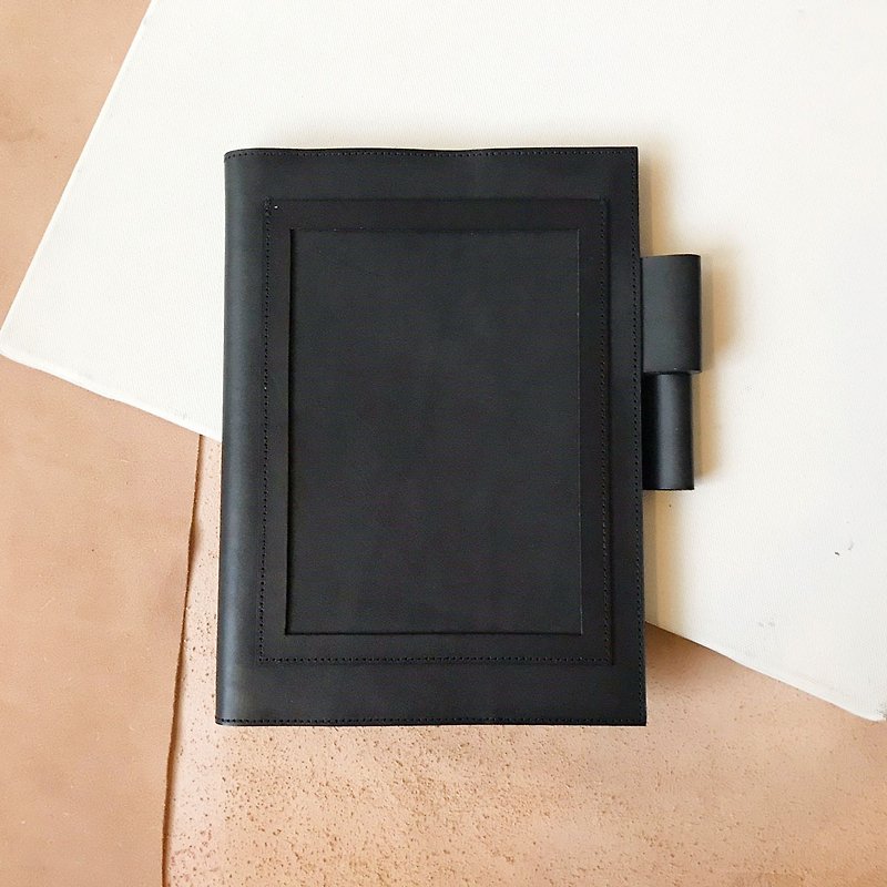 Leather Book Cover_MUJI B6 Size_Postcard Edition_Black - สมุดบันทึก/สมุดปฏิทิน - หนังแท้ สีดำ