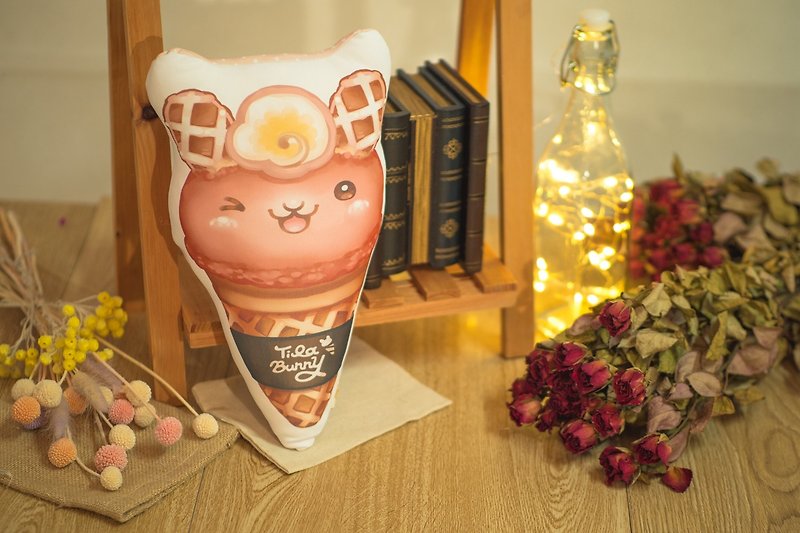 QQ雙面抱枕-甜筒兔-巧克力 - 枕頭/抱枕 - 聚酯纖維 咖啡色