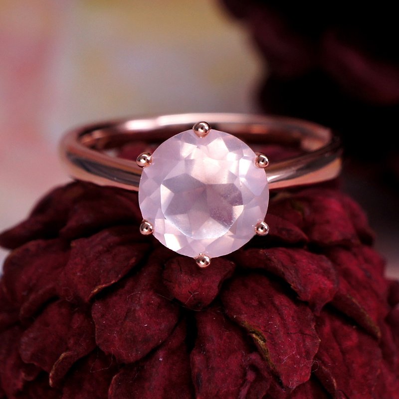 PRINCESS - Rose Quartz 18K Rose Gold Plated Silver Ring - General Rings - Gemstone Pink